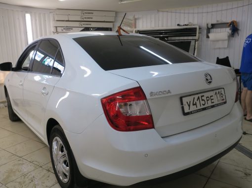 Тонировка пленкой Carbon автомобиля Skoda Rapid