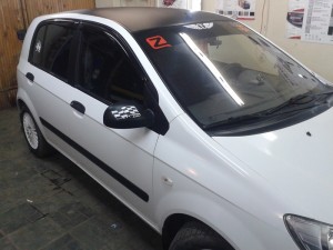 Hyundai Getz - оклейка авто белой глянцевой пленкой - 31.03.2014