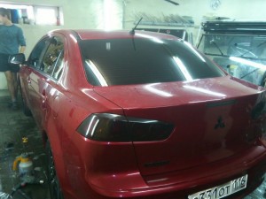 Mitsubishi Lancer X - тонировка цена 1800 рублей, тонировка фар - 29.09.2014