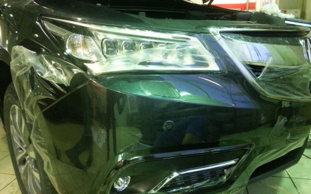 Acura MDX — оклейка передней части кузова полеуретановой антигравийной пленкой Venture Shield 3М — ноябрь 2014