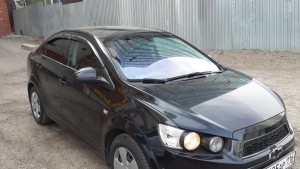 Chevrolet Aveo -  тонировка лобового атермальной пленкой Ultra Vision Mystique Light 10%, цена 4500 ...