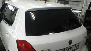 Skoda Fabia - тонировка пленкой Global 80% затемнения, цена 1800 руб. - май 2015