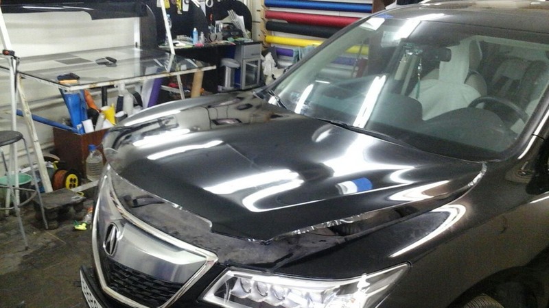 Acura MDX, бронирование капота полиуретановой антигравийной пленкой, цена 7000 руб.