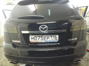 Mazda CX 9 - тонировка задней части авто, тонировка фар, бронирование лобового стекла