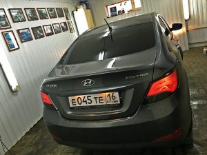 Тонировка задних стекол авто пленкой ULTRA VISION и тонировка фар - Hyundai Solaris