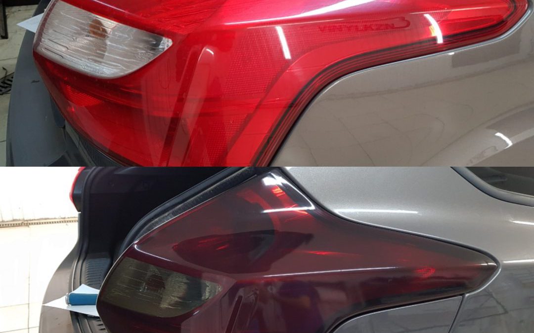 Тонирование задней оптики темным винилом — Ford Focus 3