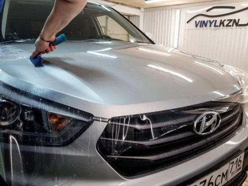 Бронирование антигравийной пленкой Oraguard уязвимой части крыши, капота и фар — Hyundai Creta
