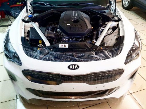 Бронирование бампера, капота и под ручками, установка перевертышей — KIA Stinger