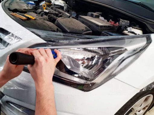 Hyundai Solaris — полировка и бронирование фар автомобиля с противотуманками