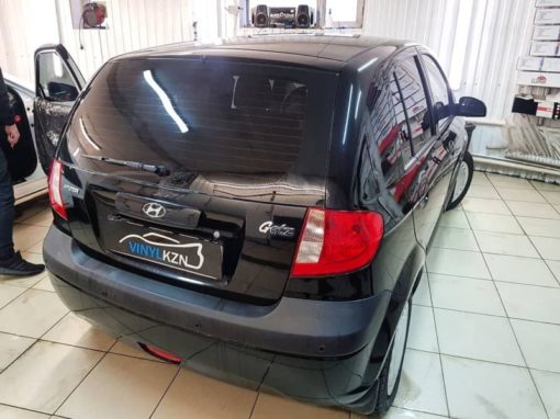Hyundai Getz — установили охранный комплекс с автозапуском Starline A93, затонировали заднюю часть