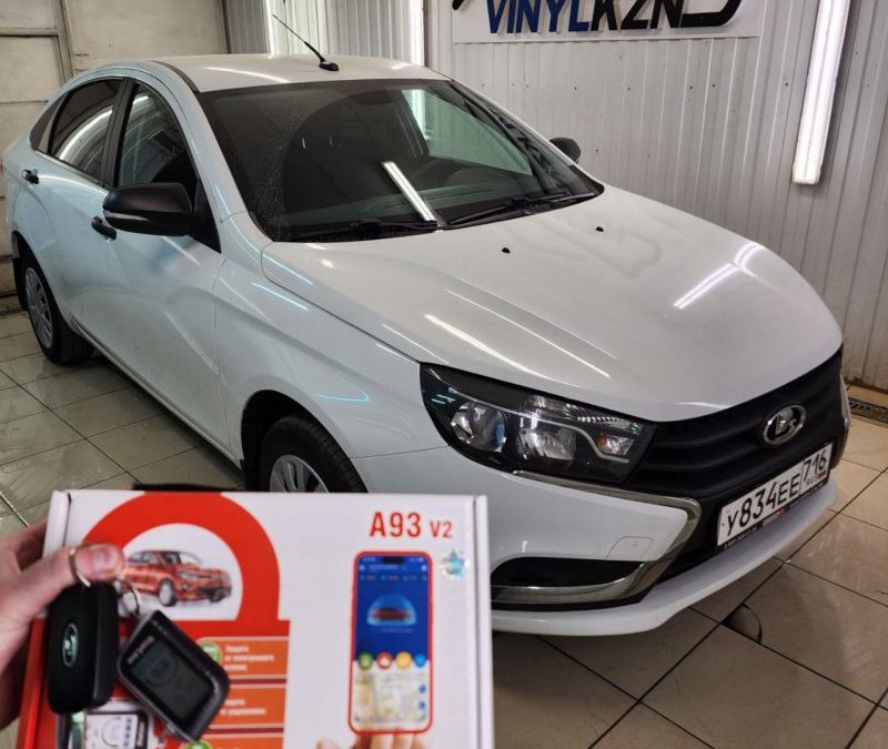 Lada Vesta — установили охранный комплекс с автозапуском StarLine A93