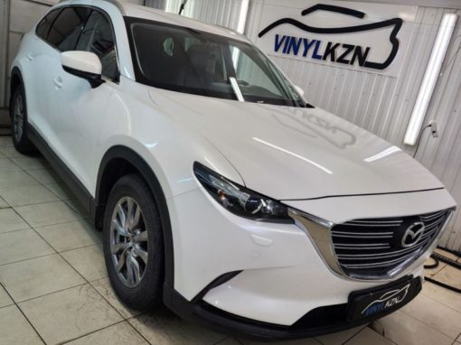 Mazda CX-9 — забронировали прозрачной полиуретановой плёнкой капот, фары и накладку у капота