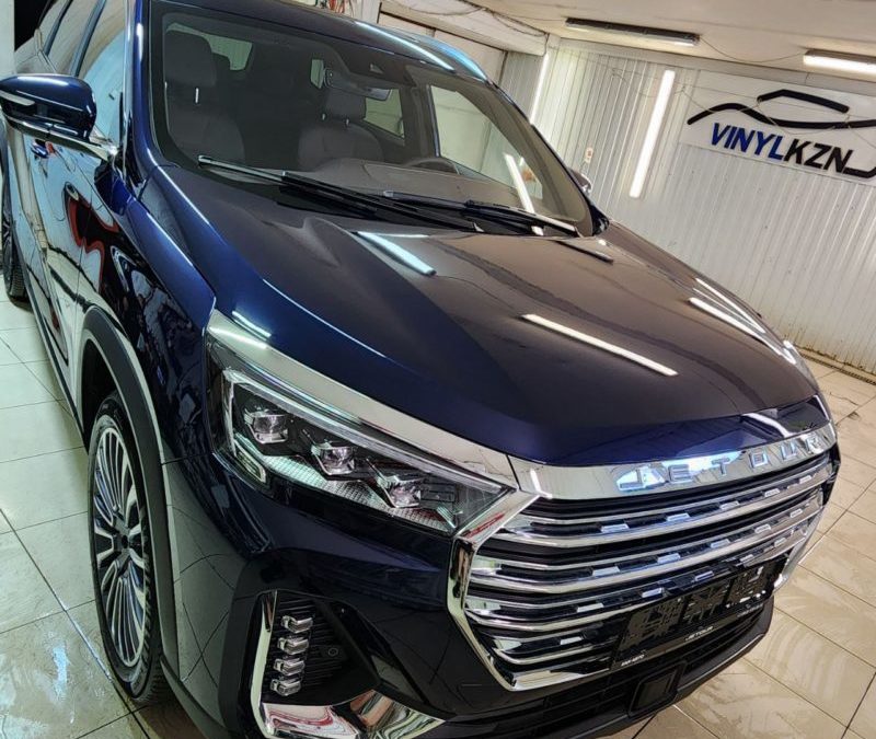 Jetour x90 — бронирование полиуретановой плёнкой капота, фар, крыльев, часть крыши и стоек лобового