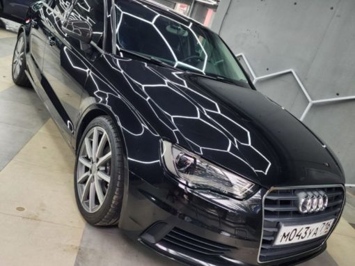 Полировка всего кузова автомобиля Audi A3 с нанесением керамики в два слоя