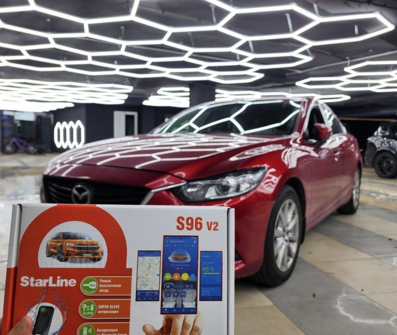 Установили на Mazda 6 охранный комплекс с автозапуском и управлением с телефона StarLine S96 GSM и GPS