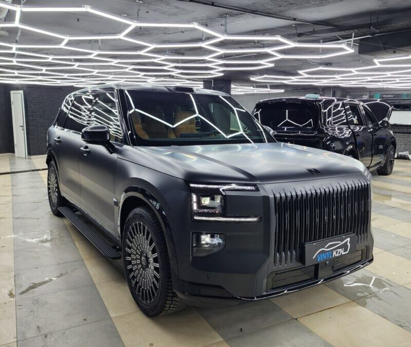 Zeekr 9x — бронирование кузова матовой полиуретановой пленкой, бронирование элементов салона и антихром