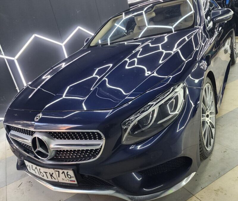 Mercedes Benz S-class coupe — химчистка салона и бронирование фар авто