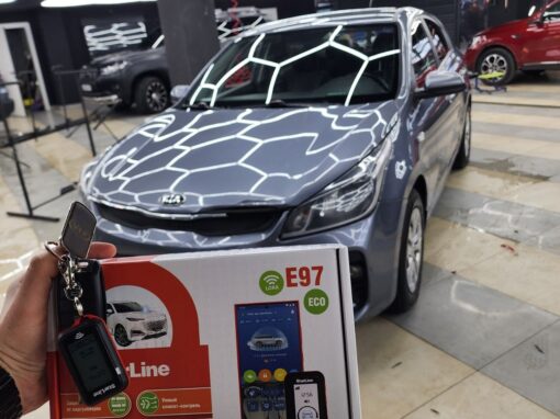 Kia Rio — установили охранный комплекс с автозапуском StarLine E97